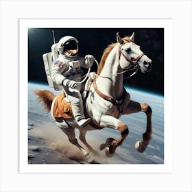 Astronaut In Space On Horseback Art Print