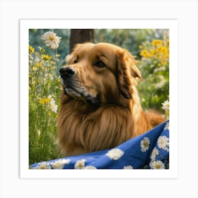 Golden Retriever In The Field Art Print