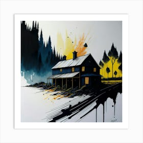 Colored House Ink Painting (44) Art Print