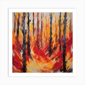 Fire In The Forest 8 Art Print