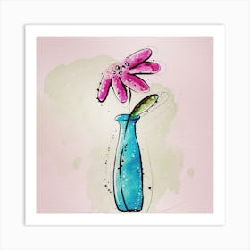 Watercolor Flower In A Vase Art Print