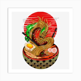 Kawaii Ramen Funny Japanese Asian Noodles Dragon Art Print