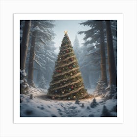 Christmas Tree In The Forest 129 Art Print