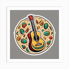 Mexican Guitar And Maracas Sticker 2d Cute Fantasy Dreamy Vector Illustration 2d Flat Centere (49) Art Print