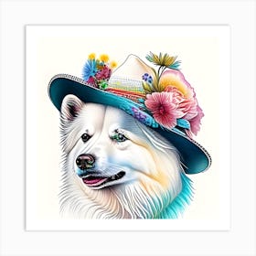 Whiteeskimopupwithhat Art Print