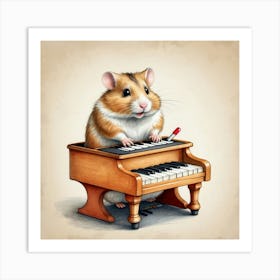 Hamster Playing Piano 5 Art Print