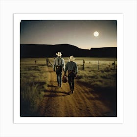 Two Cowboys On A Dirt Road Art Print