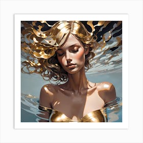 Gold Girl In Water Art Print