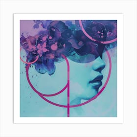 Magenta, purple, blue surreal woman portrait Art Print