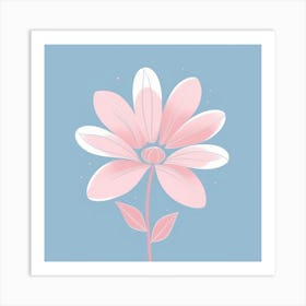 A White And Pink Flower In Minimalist Style Square Composition 434 Art Print