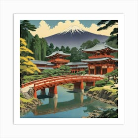 Byodo In Temple Japan Vintage Travel Art 1 Art Print 1 Art Print