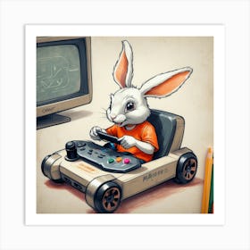 Rabbit In A Car 5 Art Print