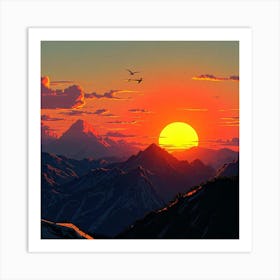 Sunset In The Mountains 8 Art Print