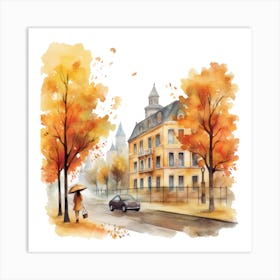 Watercolor Autumn Painting Art Print