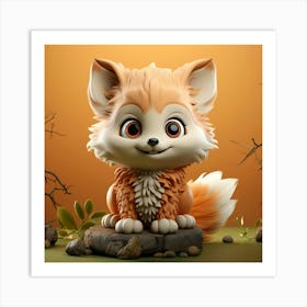 Fox Figurine 5 Art Print