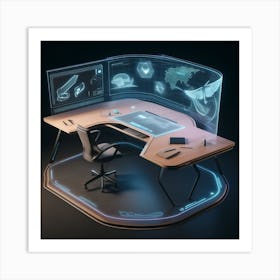 Futuristic Office Desk 1 Art Print