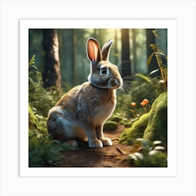 Rabbit In The Forest 90 Art Print