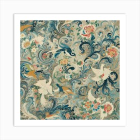 Flowers and Birds Art Print