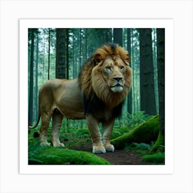 Lion In The Forest Art Print