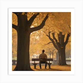 Man Sitting On A Bench Art Print