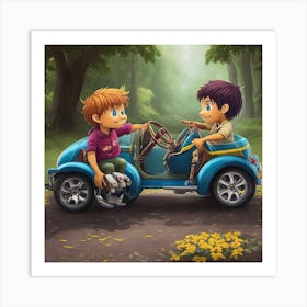 Two Boys In A Car Art Print