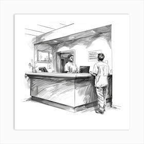 Nurse At The Front Desk Art Print