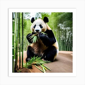 Panda Bear Eating Bamboo 10 Art Print