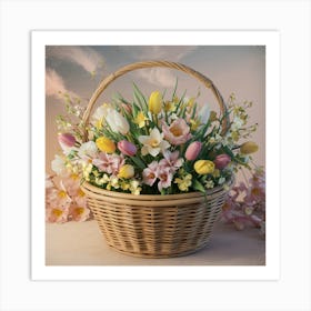 Basket Of Flowers Art Print