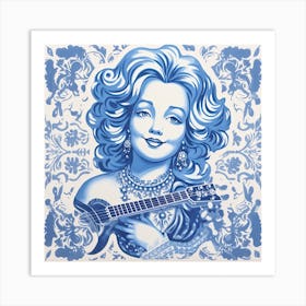 Dolly Parton Delft Tile Illustration 1 Art Print