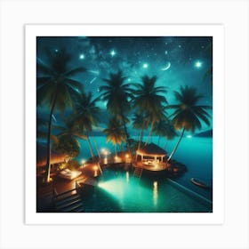 Tropical paradise night 2 Art Print