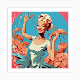 Barbie And Shrimp Art Print