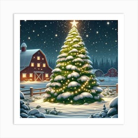 Christmas Tree In The Snow Art Print