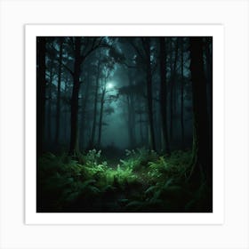 Dark Forest At Night 3 Art Print