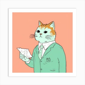 Cat In A Suit 3 Art Print