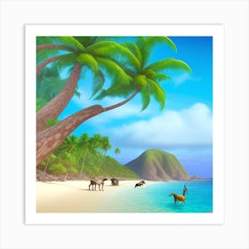 Horses On The Beach Art Print