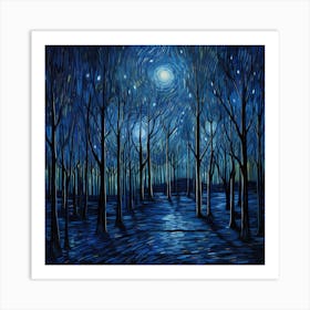 Starry Night In The Woods Art Print