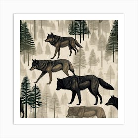 Wolf In The Woods Art Print