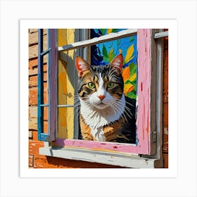 Cat In The Window 5 Art Print