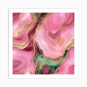 Pink and Green Marble Design Art Print