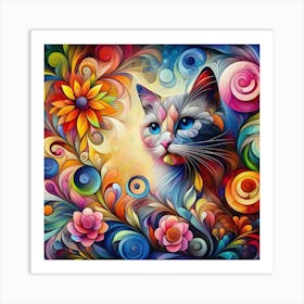 Colorful Cat Art Print