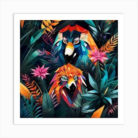 Tropical Parrots Art Print