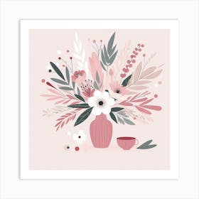 Scandinavian style, Pink bouquet 3 Art Print