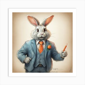 Rabbit In A Suit 16 Art Print