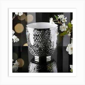 Black And White Flower Vase Art Print