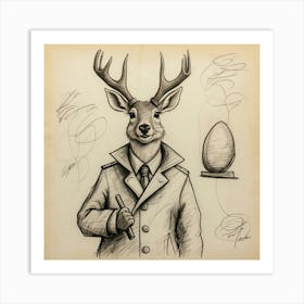 Deer In A Suit 11 Art Print