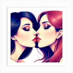 Two Women Kissing 1 Art Print