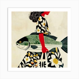 Girl With Fish 04 Art Print