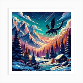 Dragon In The Snow Art Print