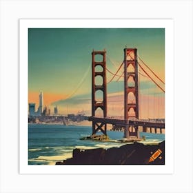 Vintage San Francisco Bridge Watermark Art Print