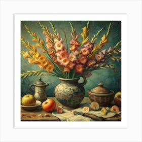 Vase with Gladioli 2 Art Print